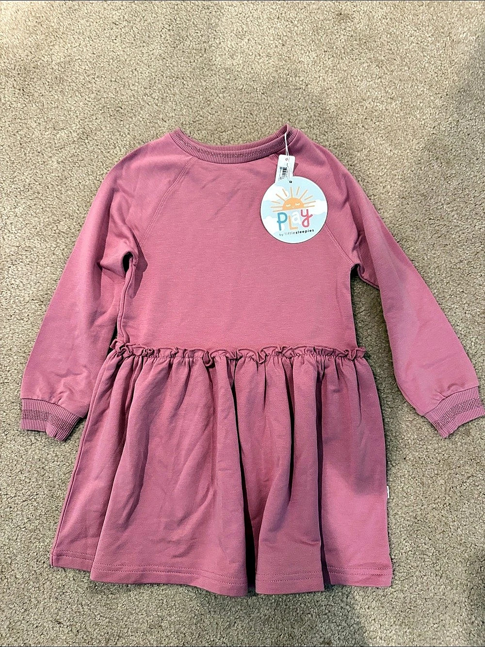 Little sleepies Long Sleeve drop waist Dress in Pink Size 4T NWT